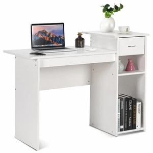 Computer Desk PC Laptop Table w/ Drawer and Shelf Home Office Furniture White - Picture 1 of 11