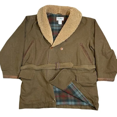 LL Bean Vintage Rancher Barn Chore Coat XL Wool Blanket Lined Sherpa Collar USA - Image 1 of 4