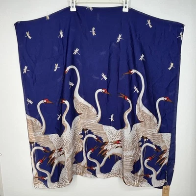 Bufanda Moda Mujer Grande Rectangular Bufanda Azul Blanco Grulla Pájaro Libélula Foto 1 de 4