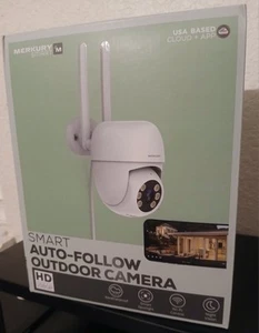 Merkury Smart Outdoor Auto-Follow Camera, Wi-Fi PTZ Cam, 1080p HD White - Picture 1 of 7