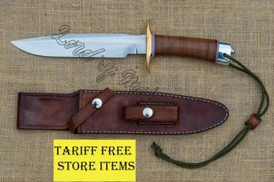 Cuchillo de camping de caza de acero D2 hecho a mano personalizado, Bowie pelador de ciervos de caza Foto 1 de 4