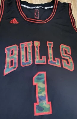 Chicago Bulls Derrick Rose camo jersey Adidas men’s large 46” - Image 1 of 4
