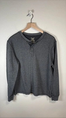 Faded Glory Men's L Gray Thermal Henley Waffle Knit Long Sleeve Shirt - Image 1 of 3