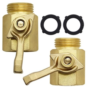 Heavy Duty Brass Garden Hose Shut Off Valve, 3/4 Inch, 2 Sets - Picture 1 of 7