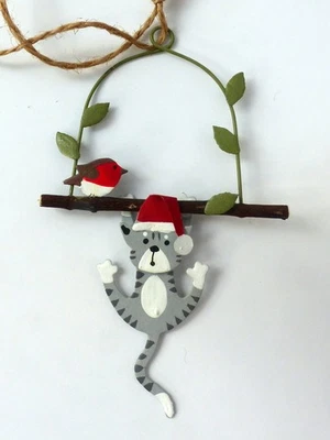 Lucky Escape! Kitten on Branch Christmas Decoration. Shoeless Joe