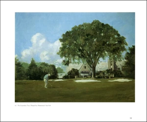 Imagen de pintura al óleo de Mamaroneck NY con pie alado de árbol legendario 1992 impresión vintage - Imagen 1 de 3