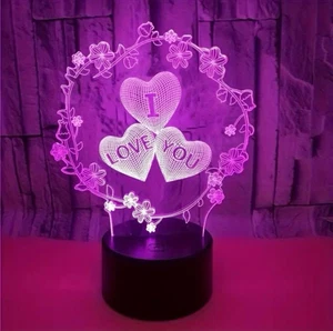 I LOVE YOU Garland Acrylic 3D Night Light 7 Colours. Amazing Gift For Him/Her - Picture 1 of 9