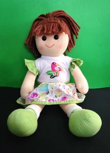 Franken Dekor Stoff Stoff Stoffpuppe gedrehtes Stirngarn Haare grün mehrfarbig Kleid - Bild 1 von 3