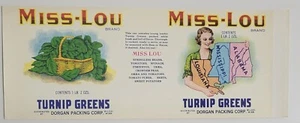 Label Can Miss Lou Dorgan McPhillips Map Biloxi Mississippi Turnip Greens 1lb2oz - Picture 1 of 1