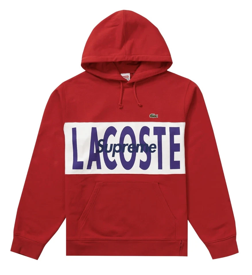Supreme Lacoste Spell Out Hoodie Red Size XL FW19