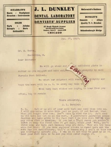 1917 Dental Briefpapier J. L. DUNKLEY Chicago Illinois SCHARMANN SCHENKENBURG - Bild 1 von 1