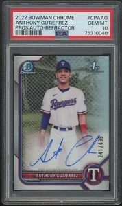 Bowman 2022 cromo Anthony Gutiérrez prospect refractor automático/499 PSA 10 CPA-AG - Imagen 1 de 2