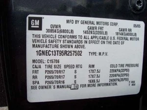 00 01 02 03 04 05 06 TAHOE UPPER CONTROL ARM FRONT 442565 - Imagen 1 de 5