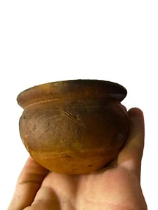 Hand Crafted Vintage Terra Cotta Clay Pot Unmarked Weathered 2.25” X 3.25” - Picture 1 of 7
