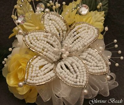 Corsage Yellow with Boutonniere Set Option  BEADED LILY Wedding Prom Anniversary - Image 1 of 3
