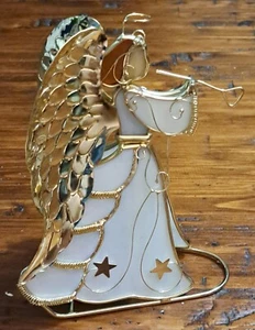 Vintage Angel With A Horn Iridescent gold and white Candle Holder - Picture 1 of 9