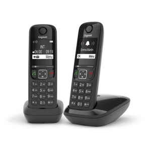 Gigaset AS690 Duo DECT-Telefon Schwarz 2 Zoll Display 14h Gesprächszeit 100 Kont - Zdjęcie 1 z 5