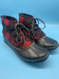 Botas Sorel Duck Out N About impermeables para mujer 9 negras y rojas - Imagen 1 de 10