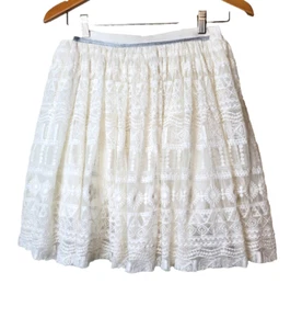 Garnet Hill Kids XL Skirt Ivory Tulle Lace Full Mini Elastic Waist Lined Size 12 - Picture 1 of 10
