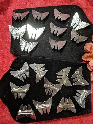 Vintage DIY Craft Blank Butterfly Wing Pins Decorate Your Way 40 Piece Lot Metal - Image 1 of 4