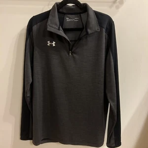 UNDER ARMOUR HEAT GEAR LOOSE Large Men's L/S 1/4 Zip Pullover Gray/Black # - Picture 1 of 4