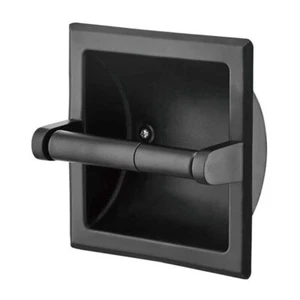 Wall Mounted Recessed Toilet Paper Holder Tissue Paper Holder Black New - Picture 1 of 8