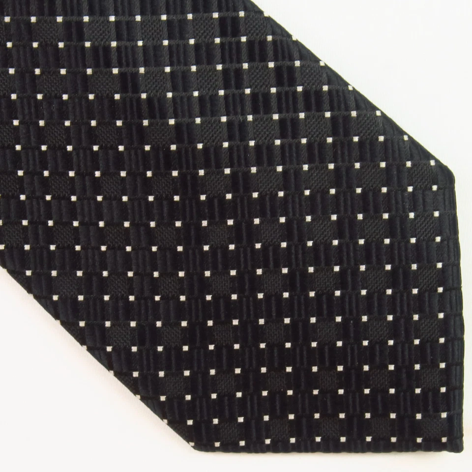 Corbata de Colección Perry Ellis Portafolio Negro Blanco Micro Lunares Cuello 58x3 Elegante Foto 1 de 4