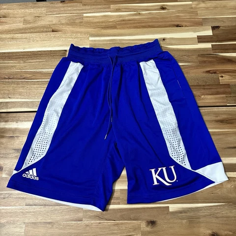 Kansas Jayhawks Shorts Mens Extra Large Blue Adidas College Basketball Gym Cover