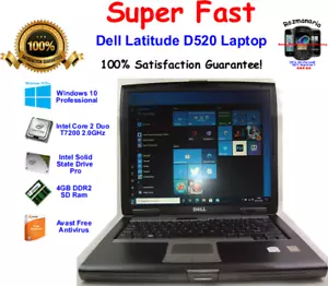 Dell Latitude D520 Laptop Win 10 Pro 15" 2.0GHz 4GB RAM 240GB SSD Office 2021 - Picture 1 of 12