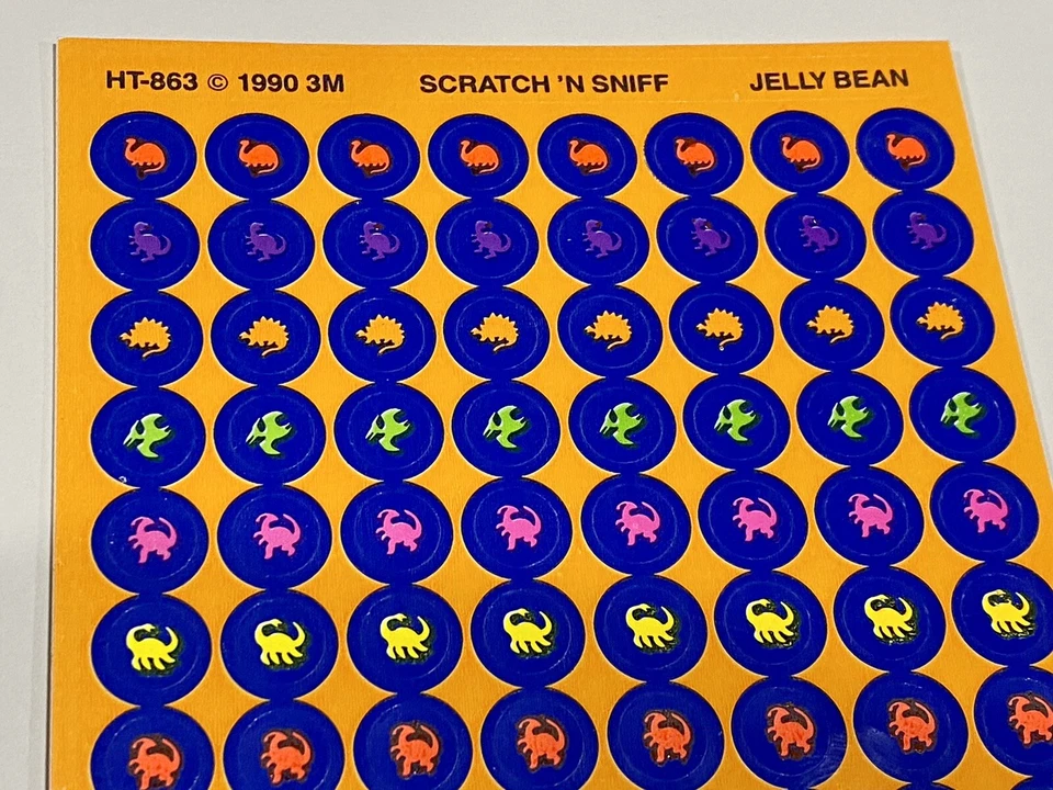 Hoja de pegatinas vintage 1990 3M naranja y rosa rasguño N olfato HT-863 3 hojas Foto 1 de 1