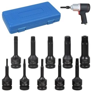 Kraft Bit- Einsatz Torx Steckschlüssel Set 1/2 Zoll für Schlagschrauber T20-T80 - Bild 1 von 11