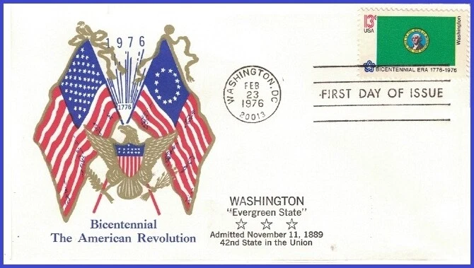 USA3 #1674 U/A BOERGER FDC   Washington State Flag - Image 1 of 1
