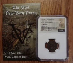 The First New York Penny c.1726-1794 VOC Copper Duit 1744 - Picture 1 of 4