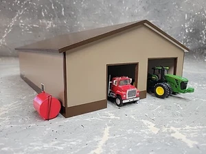 1/64 Custom scratch built 60x80 building Brown & Tan 2 Door - Picture 1 of 7