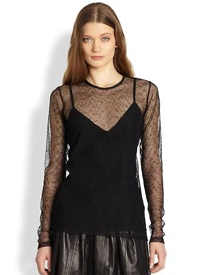 Top grande de malla transparente negro Burberry nuevo con etiquetas Foto 1 de 4