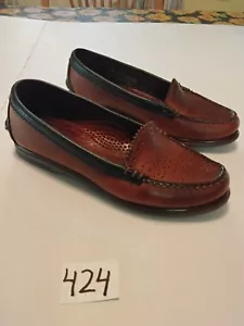 Sperry Top-sider Two Tone Leather Slip On Loafers Women's 7.5 Brown/Black Preppy - Picture 1 of 12