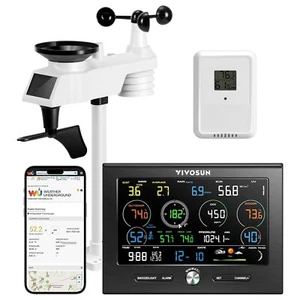 VIVOSUN 18-in-1 Wi-Fi Wireless Weather Station 24-48H Forecast w/ 7.6" Display - Picture 1 of 7