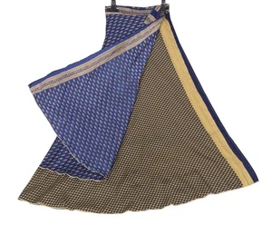 Sushila Vintage Deep Blue Silk Saree Magic Wrap Reversible Skirt Beach Dress - Picture 1 of 8