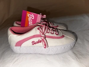 Zapatillas blancas Barbie Mattel vintage nuevas rosa talla 4 marrón Buster - Imagen 1 de 11