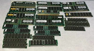 Lot 24 Vintage PC RAM Sticks SIMM SDRAM PC100 PC133 IBM Micron Samsung GoldStar - Image 1 of 4