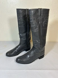 Vintage Stovepipe Damen grau Leder Justin Reitstiefel 6 B L3069 USA - Bild 1 von 9