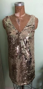 ANN TAYLOR LOFT COCKTAIL ETUIKLEID GOLD PAILLETTEN GRÖSSE 0P - Bild 1 von 13
