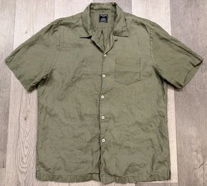 Todd Snyder x Baird McNutt Men’s Green Short Sleeve Linen Button Shirt - Large - Picture 1 of 5
