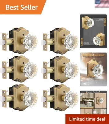 Perillas de cristal universales con acabado de latón antiguo - perfectas para dormitorios y baños Foto 1 de 4