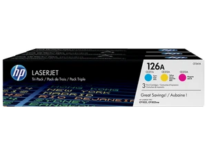 HP 126A 3-pak cyjan/purpurowy/żółty oryginalne kasety z tonerem LaserJet, na - Zdjęcie 1 z 8