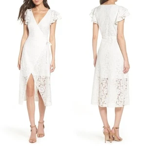 ALI & JAY Lace Ruffle Wrap Midi Dress Womens Size Small Feminine Bridal Easter - Picture 1 of 10