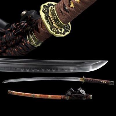 Tachi T10 Steel Katana Battle Ready Sharp Japanese Samurai Sword Real Hamon - Image 1 of 4