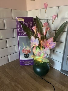 Lámpara Flor Fibra Óptica Vintage Luz Cambio Color Rosa Kitsch Box Premier - Imagen 1 de 7