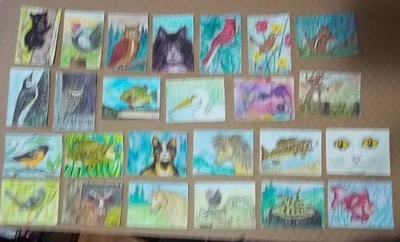 A Menagerie of Original ACEO Art Cards 25 pcs - Image 1 of 4