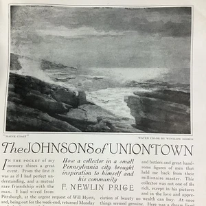 Uniontown PA Johnson Art Print Article 1924 Original Rare Antique Price - Picture 1 of 21